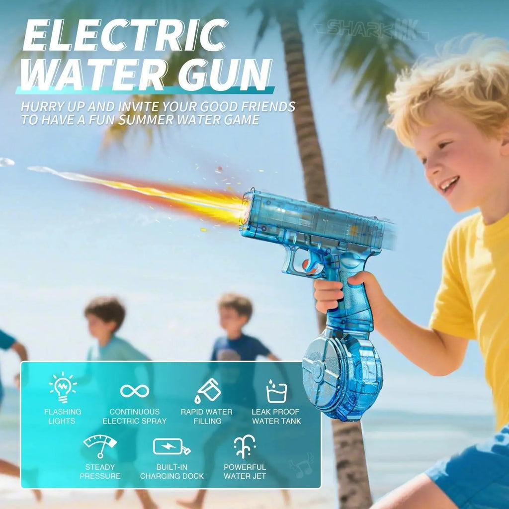 Portable Electric Pulse Light Water Gun, Outdoor Beach Pool Toy, Rechargeable Lithium Battery, Unisex Summer Party Gift, Blasters, Watergun